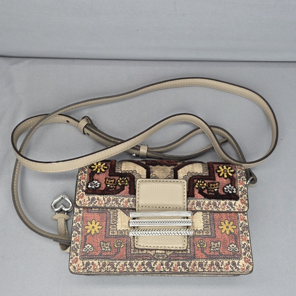 Brighton Catalina Multicolor‎ Floral Small Crossbody Bag Raised Velvet Filigree